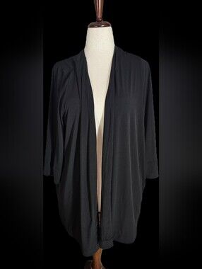 Lane Bryant Size 14/16 Black Open-Front Draped Cardigan